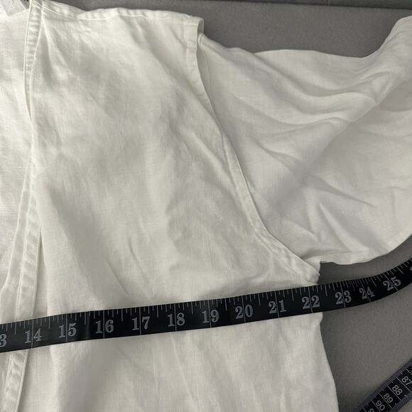 White Linen Top Boxy Lagenlook Artsy Artist Quiet Luxury Women’s 12 Vintage - Picture 14 of 15